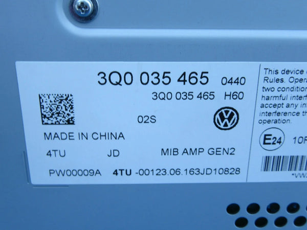 3Q0 035 465 VW Passat B8 Volkswagen Dynaudio Sound Audio System Radio Amplifier 3Q0035465