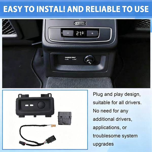Audi A4 B9 A5 F5 Rear Seat Dual Type C Charging Port Upgrade KIT Complete set
