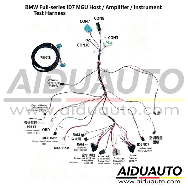 BMW ID7 MGU Host Amplifier Instrument Bench Test Wiring Harness