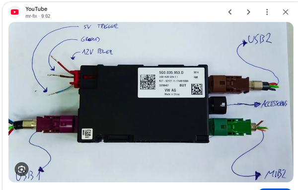 5G0035953C VW USB 1 TO 2 HUB CONTROL UNIT 5G0 035 953 C OEM