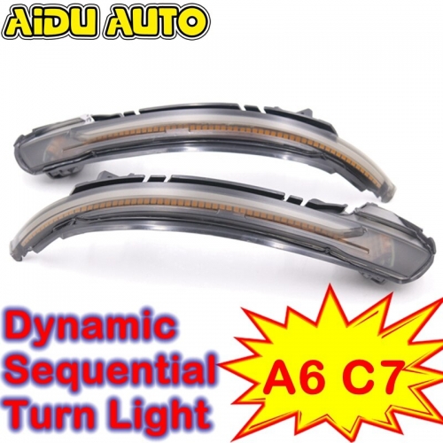 LED Flowing Rear View MIRROR Dynamic Sequential Turn Signal Light For Audi A6 C7